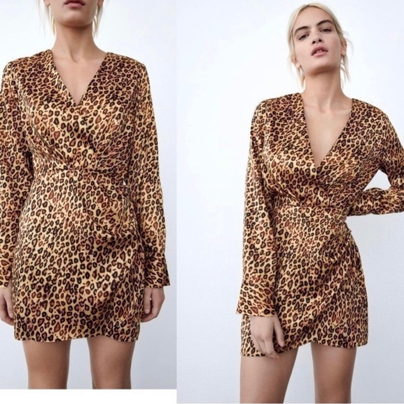 Zara Dresses & Skirts - Zara Animal Print Mini Dress Long Sleeve